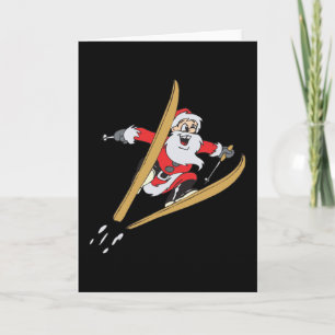 Santa Skiing Holiday Cards Feiertagskarte