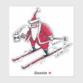 Santa-Skiing-Kontur-Aufkleber Aufkleber (Blatt)
