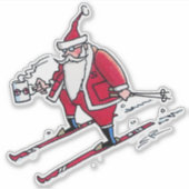 Santa-Skiing-Kontur-Aufkleber Aufkleber (Vorderseite)