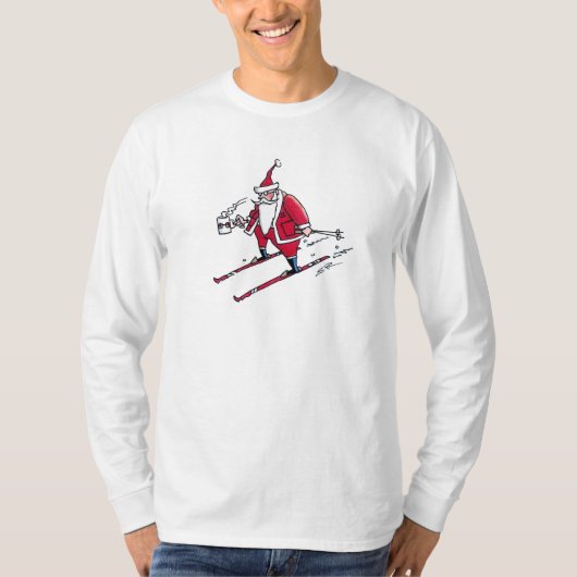 Santa Skiing Langarm Shirt (Vorderseite)