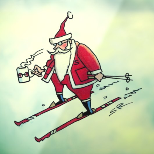 Santa Skiing lg Gau-Tu-Fenster Klammern Rückstaste Fensteraufkleber (Blatt 3)