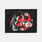 Santa Skiing Lover Funny Holiday Christmas Xmas Pa Fleecedecke (Vorderseite (Horizontal))