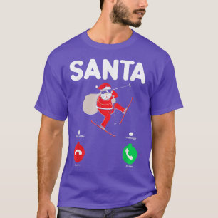 Santa Skiing Lover Funny Xmas Skiing Is Calling Ch T-Shirt