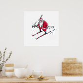 Santa Skiing Mattposter Poster (Küche)