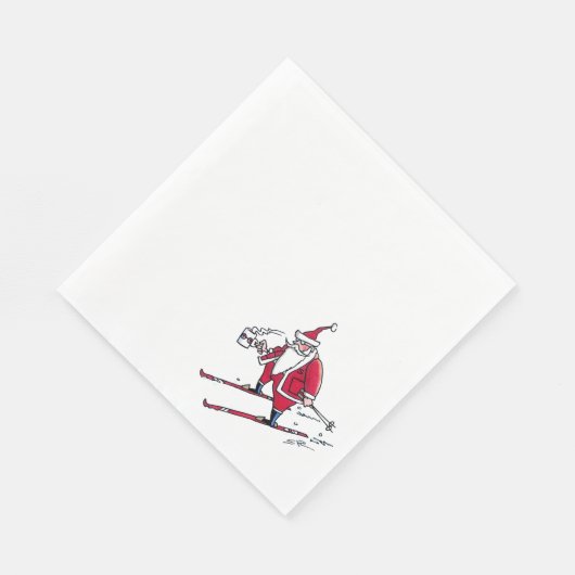 Santa Skiing Mittagspause Serviette (Ecke)