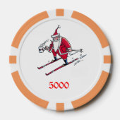 Santa Skiing orange 5000 gestreifter Poker Chip (Vorderseite)