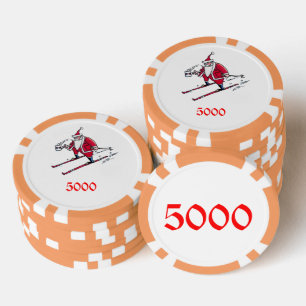 Santa Skiing orange 5000 gestreifter Poker Chip