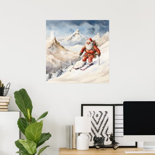 Santa Skiing Poster (Heimbüro)