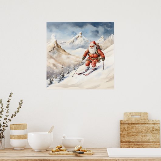 Santa Skiing Poster (Küche)