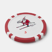 Santa Skiing Red 5 gestreifter Poker Chip (Einzeln)