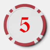 Santa Skiing Red 5 gestreifter Poker Chip (Rückseite)