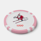 Santa Skiing rosa 1000 gestreifter Poker Chip (Einzeln)