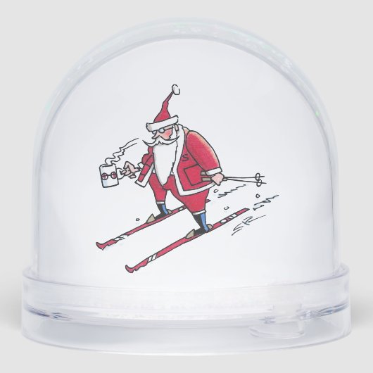 Santa Skiing snow globe Schneekugeln (Rückseite)