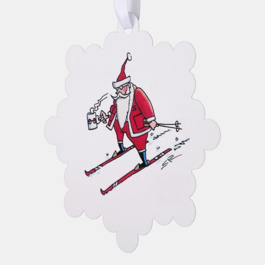 Santa Skiing snowflake paper ornament (Linke Ecke)