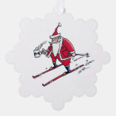 Santa Skiing snowflake paper ornament Karte (Vorderseite)