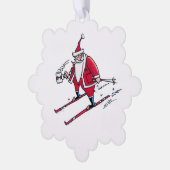 Santa Skiing snowflake paper ornament Karte (Linke Ecke)