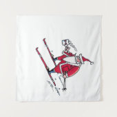 Santa-Skiing-Wandteppich Wandteppich (Vorderseite (Horizontal))