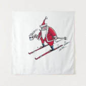 Santa-Skiing-Wandteppich Wandteppich (Vorderseite)
