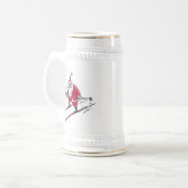 Santa Skiing White stein w Gold Trimm Bierglas (Vorderseite Links)