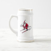 Santa Skiing White stein w Gold Trimm Bierglas (Links)