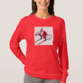 Santa Skiing women red long sleeve shirt (Vorderseite)