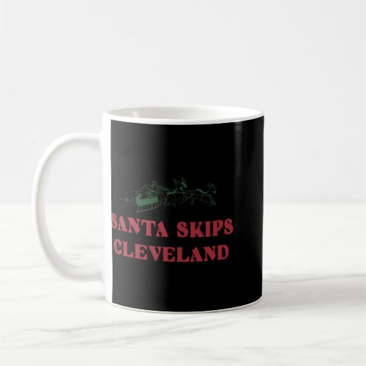 Santa Skips Cleveland Funny Santa Reindeer Xmas Ch Kaffeetasse (Links)