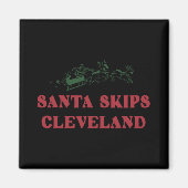 Santa Skips Cleveland Funny Santa Reindeer Xmas Ch Magnet (Vorne)
