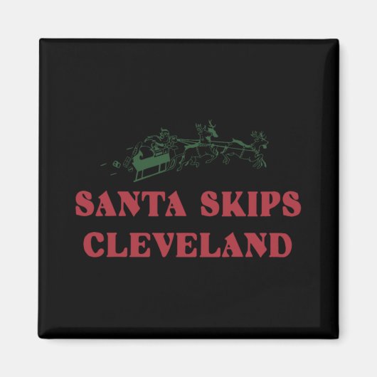 Santa Skips Cleveland Funny Santa Reindeer Xmas Ch Magnet (Vorne)