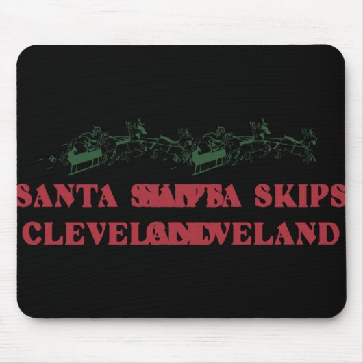 Santa Skips Cleveland Funny Santa Reindeer Xmas Ch Mousepad (Vorne)