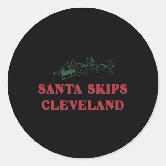 Santa Skips Cleveland Funny Santa Reindeer Xmas Ch Runder Aufkleber (Vorderseite)
