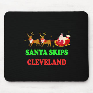 Santa Skips Cleveland Santa Reindeer Funny Xmas Ch Mousepad
