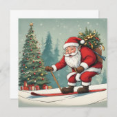 Santa Skis Eine Flachkarte (Vorne/Hinten)