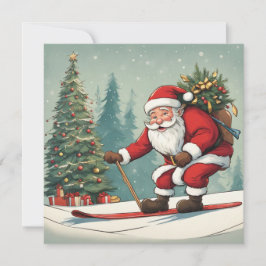 Santa Skis Eine Flachkarte