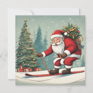 Santa Skis Eine Flachkarte