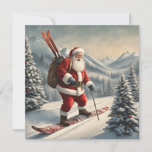 Santa Skis-Flachkarte (Vorderseite)