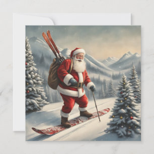 Santa Skis-Flachkarte