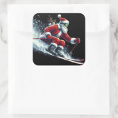 Santa Skis für die Ferien! Quadratischer Aufkleber (Tasche)