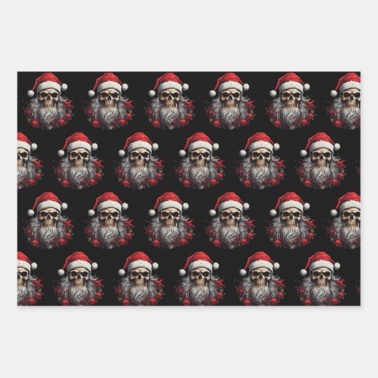 Santa Skull Geschenkpapier Set (Vorderseite)