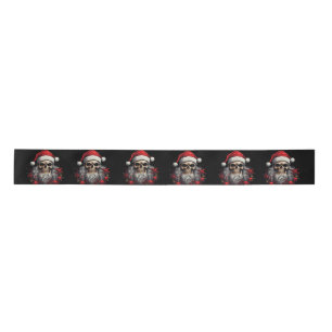 Santa Skull Gift Ribbon (Schwarz) Satinband