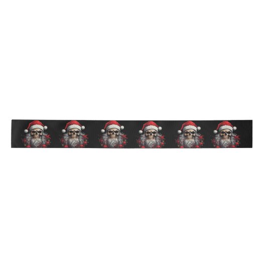 Santa Skull Gift Ribbon (Schwarz) Satinband (Vorderseite)
