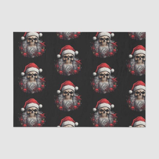 Santa Skull Gift Tissue (Schwarz) Seidenpapier (Vorderseite)
