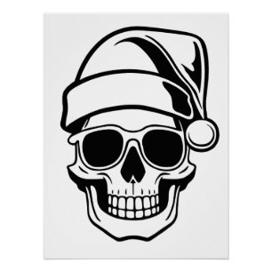 Santa skull Goth Weihnachten Poster