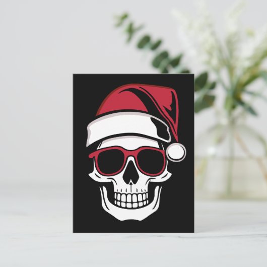 Santa skull Goth Weihnachten Postkarte (Stehend Vorderseite)