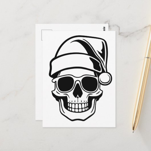 Santa skull Goth Weihnachten Postkarte (Vorderseite/Rückseite Beispiel)