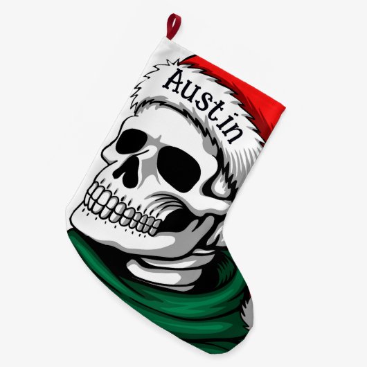 Santa Skull Großer Weihnachtsstrumpf (Vorderansicht (hängend))