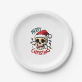 Santa Skull Hat Merry Christmas Family Matching Bo Pappteller (Vorderseite)