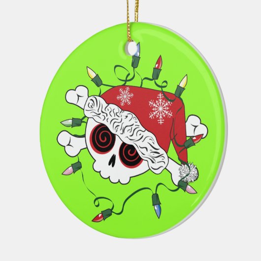 Santa Skull Keramikornament (Links)