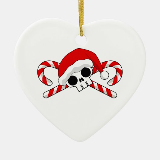 Santa Skull mit Candy Canes Keramik Ornament (Vorne)