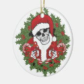 Santa Skull mit Kranz Keramikornament (Links)