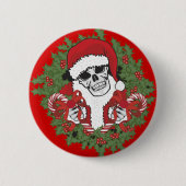 Santa Skull mit Wreath Button (Vorderseite)
